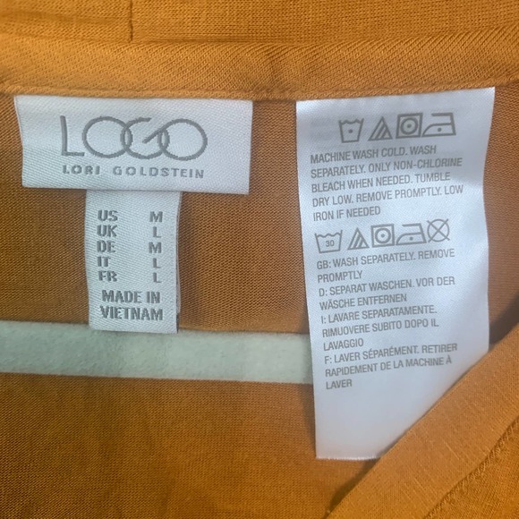 LOGO Lori Goldstein Womens Shirt‎ Size Medium Yellow Stretch Chiffon Back Casual - Picture 9 of 10
